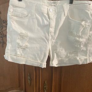 Current Elliott white slouched tattered cut offs